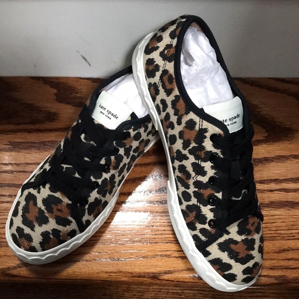 KATE Spade Vale Linen Leopard sneaker size 6 B